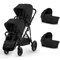 Poussette Double Cybex Gazelle S2 - Châssis Black + Nacelles - Moon Black