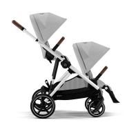 Poussette Double Cybex Gazelle S2 - Châssis Silver + Nacelles - Stone Grey