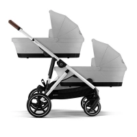 Poussette Double Cybex Gazelle S2 - Châssis Silver + Nacelles - Stone Grey