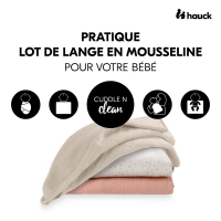 Lot 3 Langes Hauck Cuddle N Clean - Beige Dots/Cork/Beige