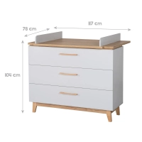 Chambre Roba Caro (Commode 3 Tiroirs) - Gris clair / Bois
