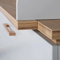 Chambre Roba Caro (Commode 3 Tiroirs) - Gris clair / Bois