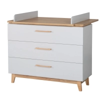 Chambre Roba Caro (Commode 3 Tiroirs) - Gris clair / Bois