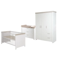 Chambre Roba Felicia (Commode 3 Tiroirs) - Blanc / Luna elm
