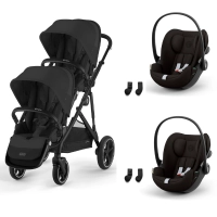 Poussette Double Cybex Gazelle S2 BLK - Moon Black + 2 Coques Autos Cloud G i-Size - Magic Black