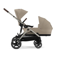 Poussette Double Cybex Gazelle S2 - Châssis Taupe + Nacelles - Almond Beige