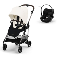 Poussette Cybex Melio 4 TPE- Canvas White + Coque Auto Cloud G i-Size - Magic Black