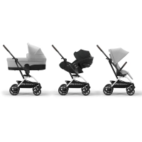 Poussette Cybex Eezy S Twist +2 BLK - Fog Grey + Nacelle Cybex Cot S - Fog Grey