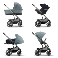 Poussette Cybex Balios S Lux 2 TPE - Stormy Blue + Nacelle Cot S Lux + Coque Auto Cloud G i-Size - Stormy Blue (Plus) + Base G + Accessoires