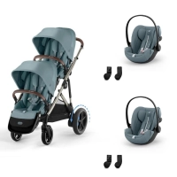 Poussette Double Cybex eGazelle S SLV - Stormy Blue + 2 Coques Auto Cloud G i-Size - Stormy Blue (Plus)