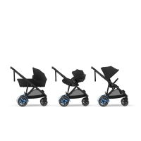 Poussette Double Cybex eGazelle S BLK + 2 Nacelles Gazelle Cot - Moon Black