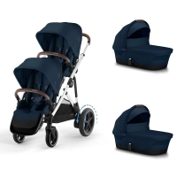 Poussette Double Cybex eGazelle S TPE + 2 Nacelles Gazelle Cot - Stormy Blue