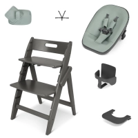 Set All in One Moji Chaise-Haute Yippy - Cloud + Assise Nouveau-Né - Mint + Accessoires