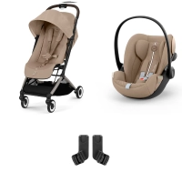 Poussette Cybex Orfeo 2 BLK - Almond Beige + Cloud G i-Size - Almond Beige (Plus) + Adaptateurs