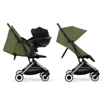 Poussette Cybex Orfeo 2 BLK - Moss Green + Cloud G i-Size - Fog Grey + Adaptateurs