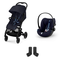 Poussette Cybex Beezy 3 - Dark Navy Blue + Coque Auto 40-87cm Cybex Cloud G i-Size - Ocean Blue (Plus)