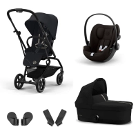 Poussette Cybex Eezy S Twist +2 - BLK - Magic Black + Coque Auto Cloud G i-Size - Magic Black +  Nacelle Cot S - Magic Black