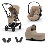 Poussette Cybex Eezy S Twist+ 2 TPE - Almond Beige + Coque Auto Cloud G i-Size - Almond Beige (Plus) +  Nacelle Cot S - Almond Beige