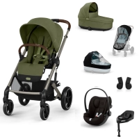 Poussette Cybex Balios S Lux 2 TPE - Moss Green + Nacelle Cot S Lux + Coque Auto Cloud G i-Size - Magic Black + Base G + Accessoires