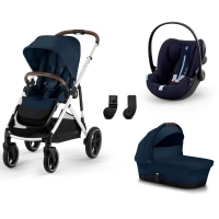 Poussette Cybex Gazelle S2 SLV - Ocean Blue + Nacelle Gazelle Cot + Coque Auto Cloud G i-Size - Ocean Blue (Plus)