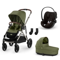 Poussette Cybex Gazelle S2 TPE - Moss Green + Nacelle Gazelle Cot + Coque Auto Cloud G i-Size - Magic Black