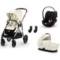 Poussette Cybex Gazelle S2 TPE - Seashell Beige + Nacelle Gazelle Cot + Coque Auto Cloud G i-Size - Magic Black