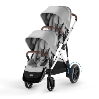 Poussette Double Cybex eGazelle S2 SLV - Stone Grey + 2 Nacelles Gazelle Cot + 2 Coques Autos Cloud G i-Size - Stone Grey (Plus)