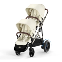 Poussette Double Cybex eGazelle S2 TPE - Seashell Beige + 2 Nacelles Gazelle Cot + 2 Coques Autos Cloud G i-Size - Magic Black
