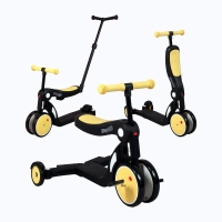 Scootizz, draisienne évolutive 5 en 1 Looping avec barre de poussée + Casque Enfant - Jaune