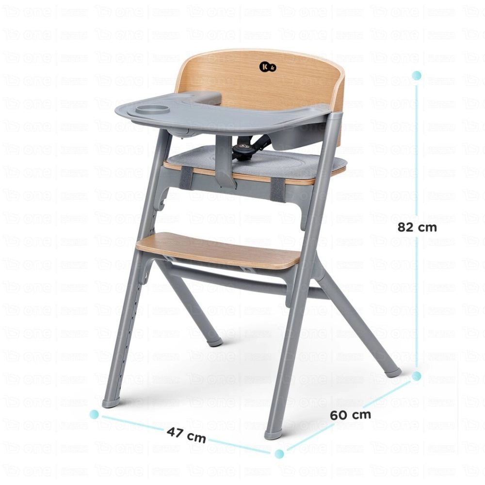 Chaise haute LIVY avec plateau - Kinderkraft - bois/gris