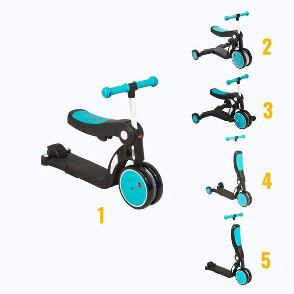 Scootizz,draisienne évolutive 5 en 1 avec barre de poussée adulte - Or