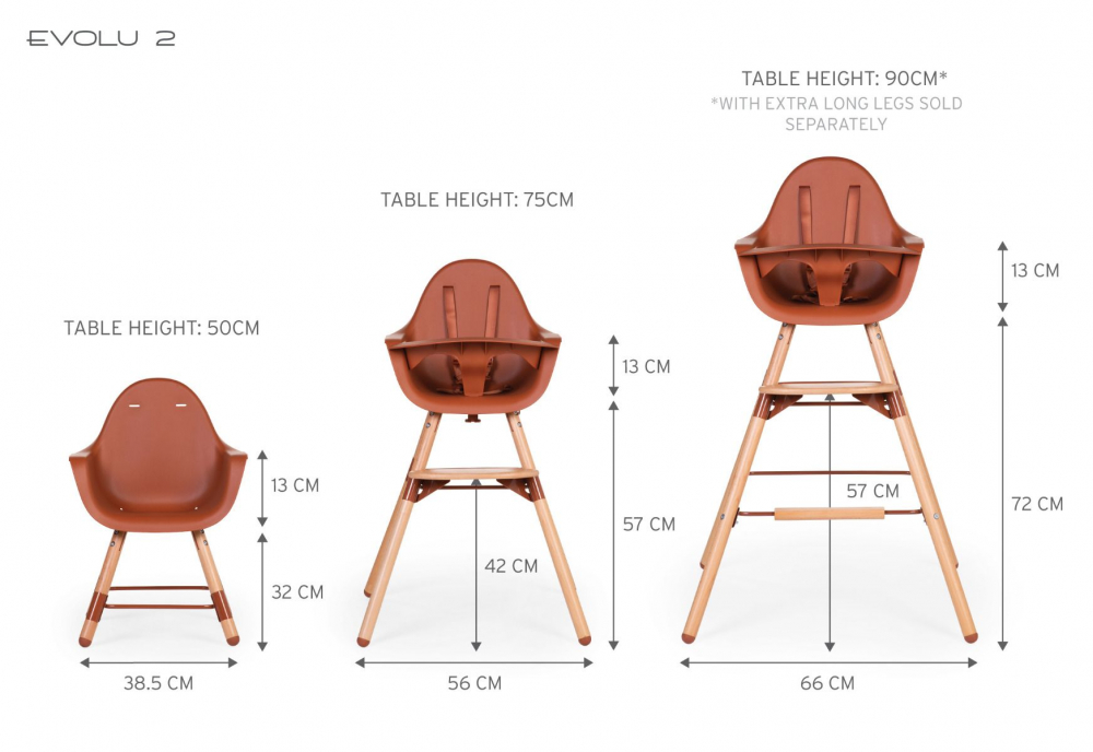 Chaise Haute Childhome Evolu 2 - Naturel/Rouille
