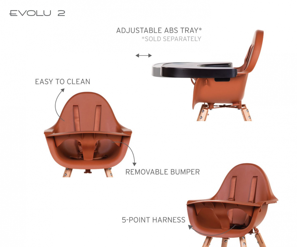 Chaise Haute Childhome Evolu 2 - Naturel/Rouille