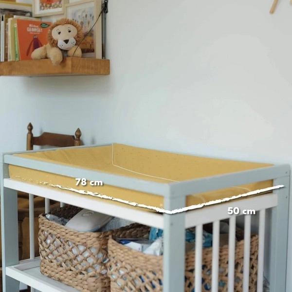 Grand matelas à langer avec housse gaze de coton gaufré 50x77x8.5 cm