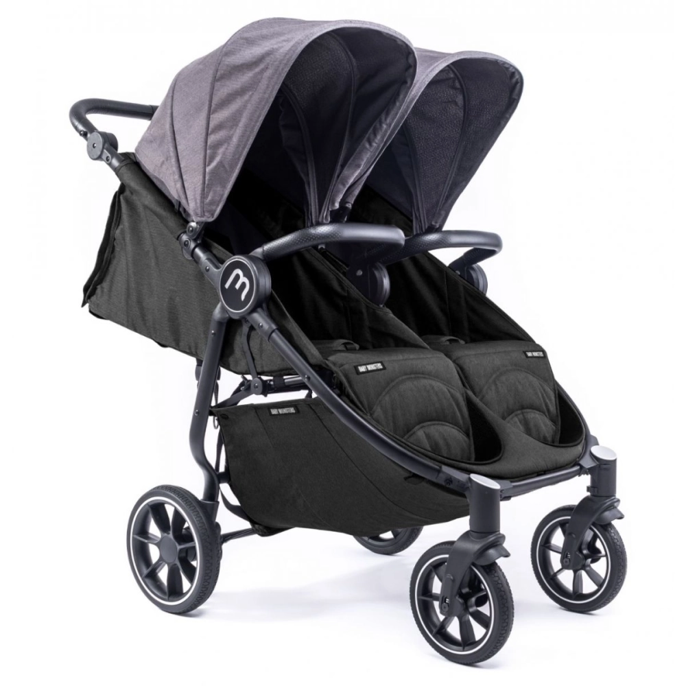 Poussette Double Baby Monsters Easy Twin 4 - Châssis Noir/ Canopys Texas