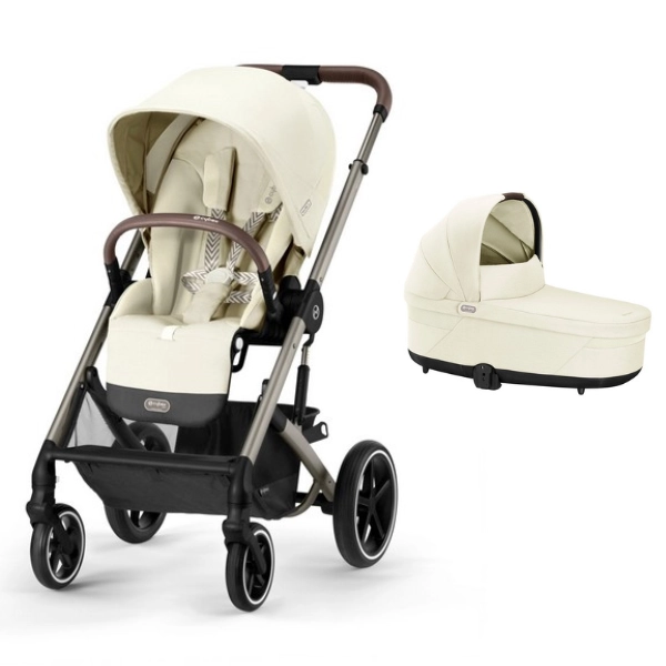 Poussette Cybex Balios S Lux - Châssis Taupe + Nacelle - Seashell Beige  (2023) - Univers Poussette