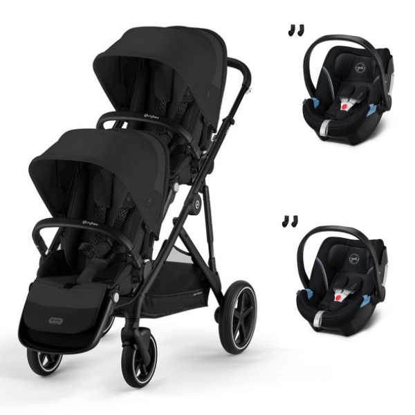 Poussette Double Cybex Gazelle S - Moon Black + Coques