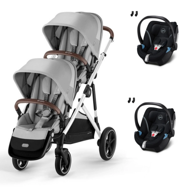 Poussette Double Cybex Gazelle S - Lava Grey + Coques