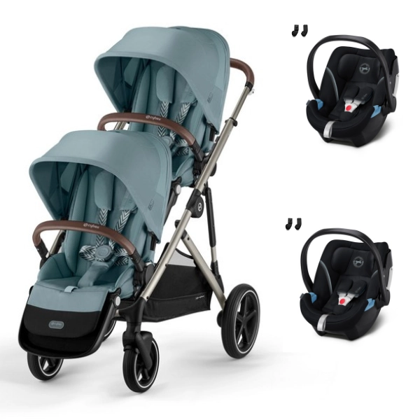 Poussette Double Cybex Gazelle S Sky Blue + Coques Auto
