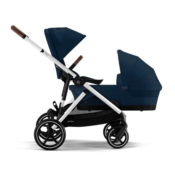 Poussette Double Cybex Gazelle S2 - Châssis Silver + Nacelles - Ocean Blue