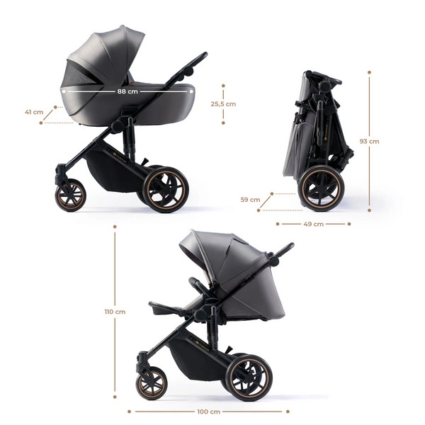 Poussette Kinderkraft Prime 2 + Nacelle - Shadow Grey