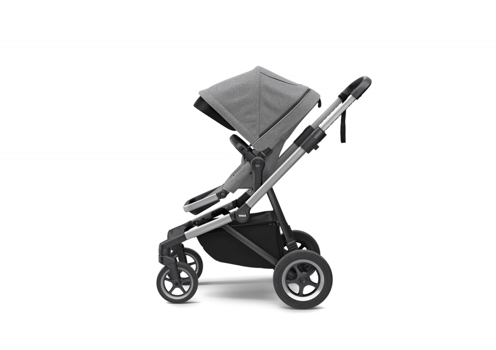 Poussette Thule Sleek - Châssis Silver + Nacelle - Grey Melange
