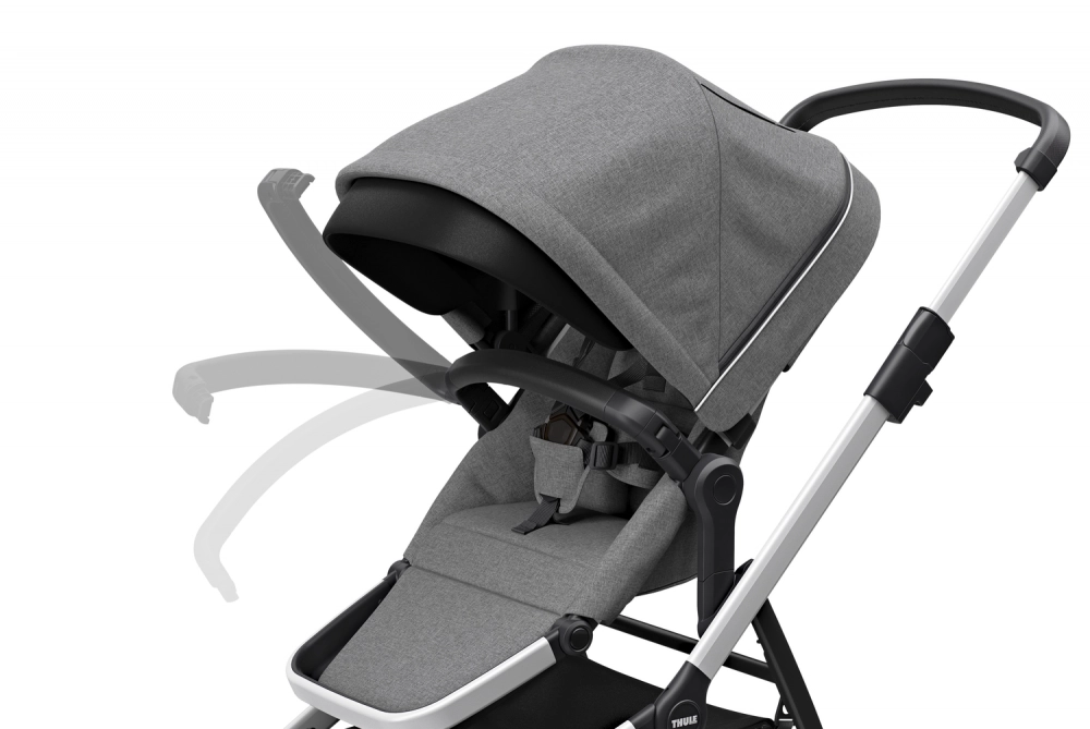 Poussette Thule Sleek - Châssis Silver + Nacelle - Grey Melange