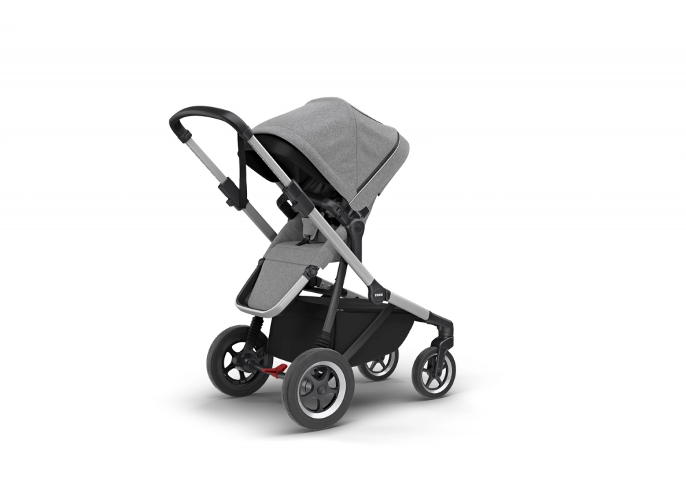 Poussette Thule Sleek - Châssis Silver + Nacelle - Grey Melange