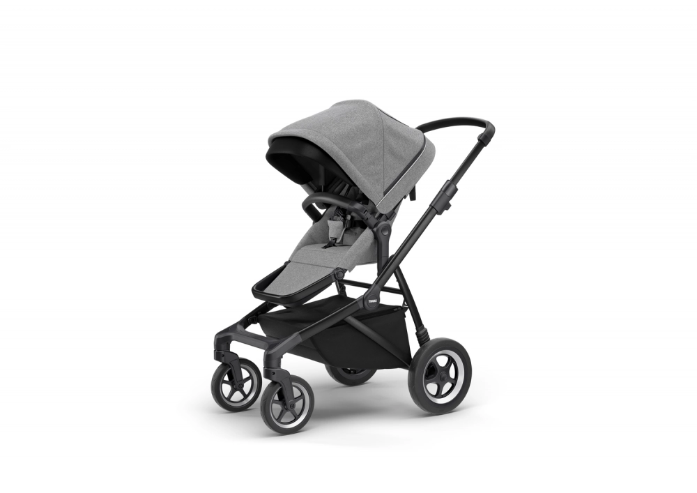 Poussette Thule Sleek - Châssis Black + Nacelle - Grey Melange