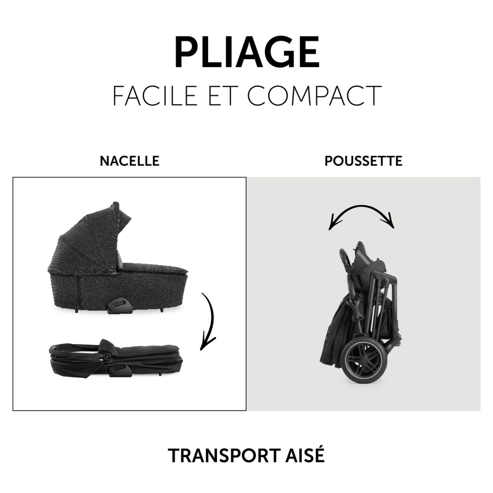 Poussette Hauck Vision X + Nacelle - Melange Black