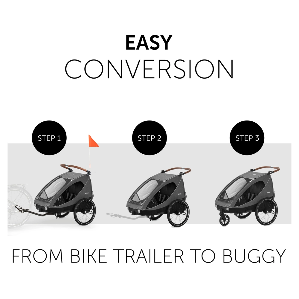 Remorque Vélo Hauck Dryk Duo - Melange Grey