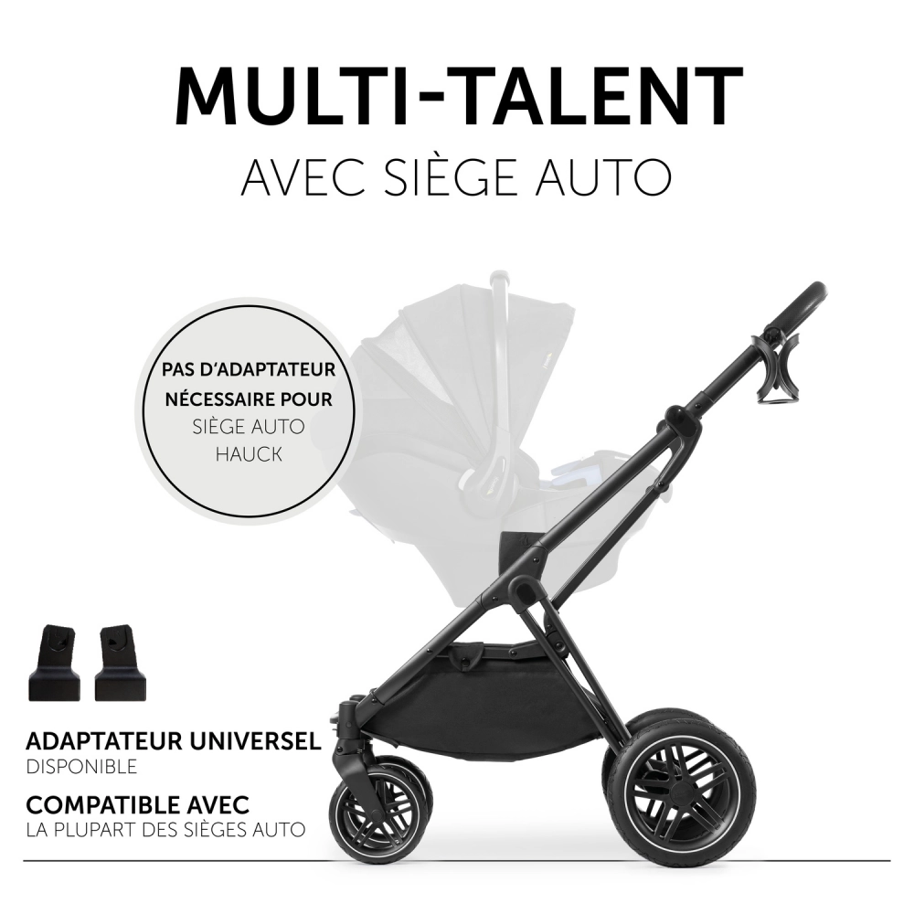 Poussette Hauck Vision X + Nacelle - Melange Beige