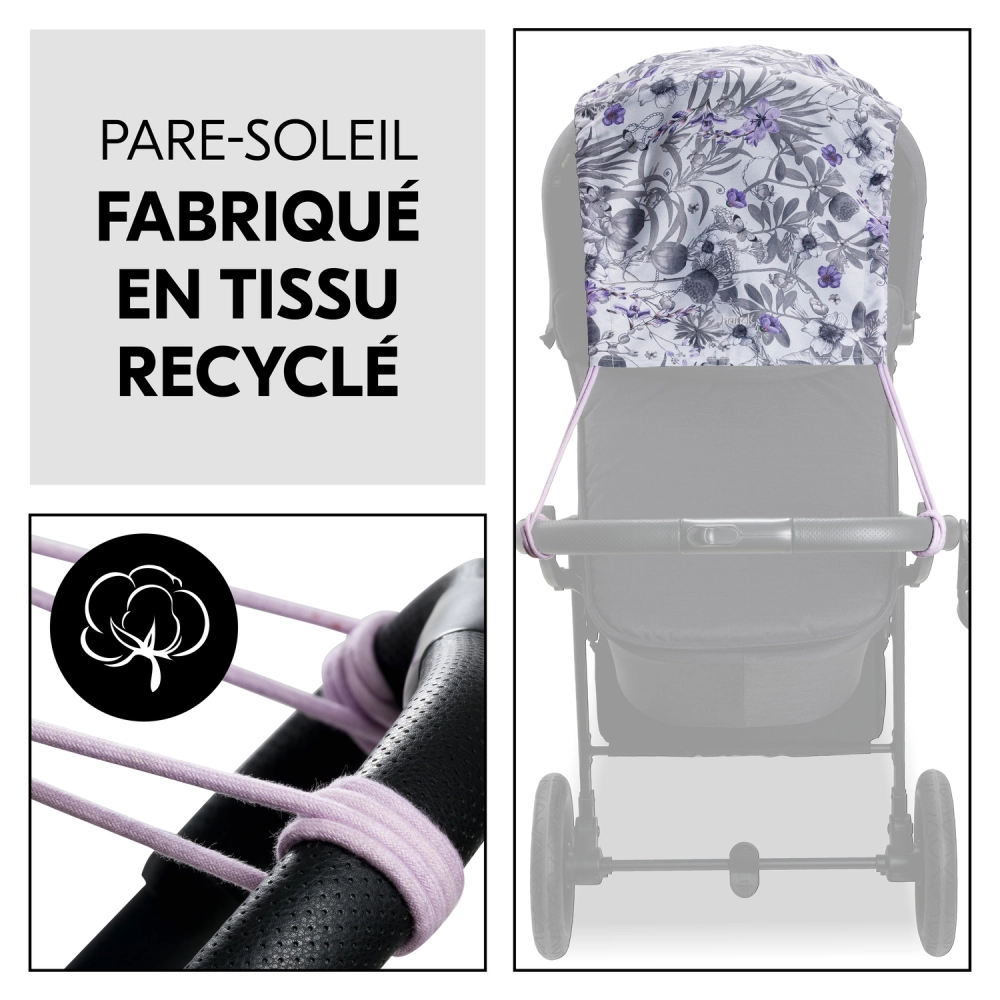 Pare soleil de poussette Pushchair Sunshade Floral Grey - Grey