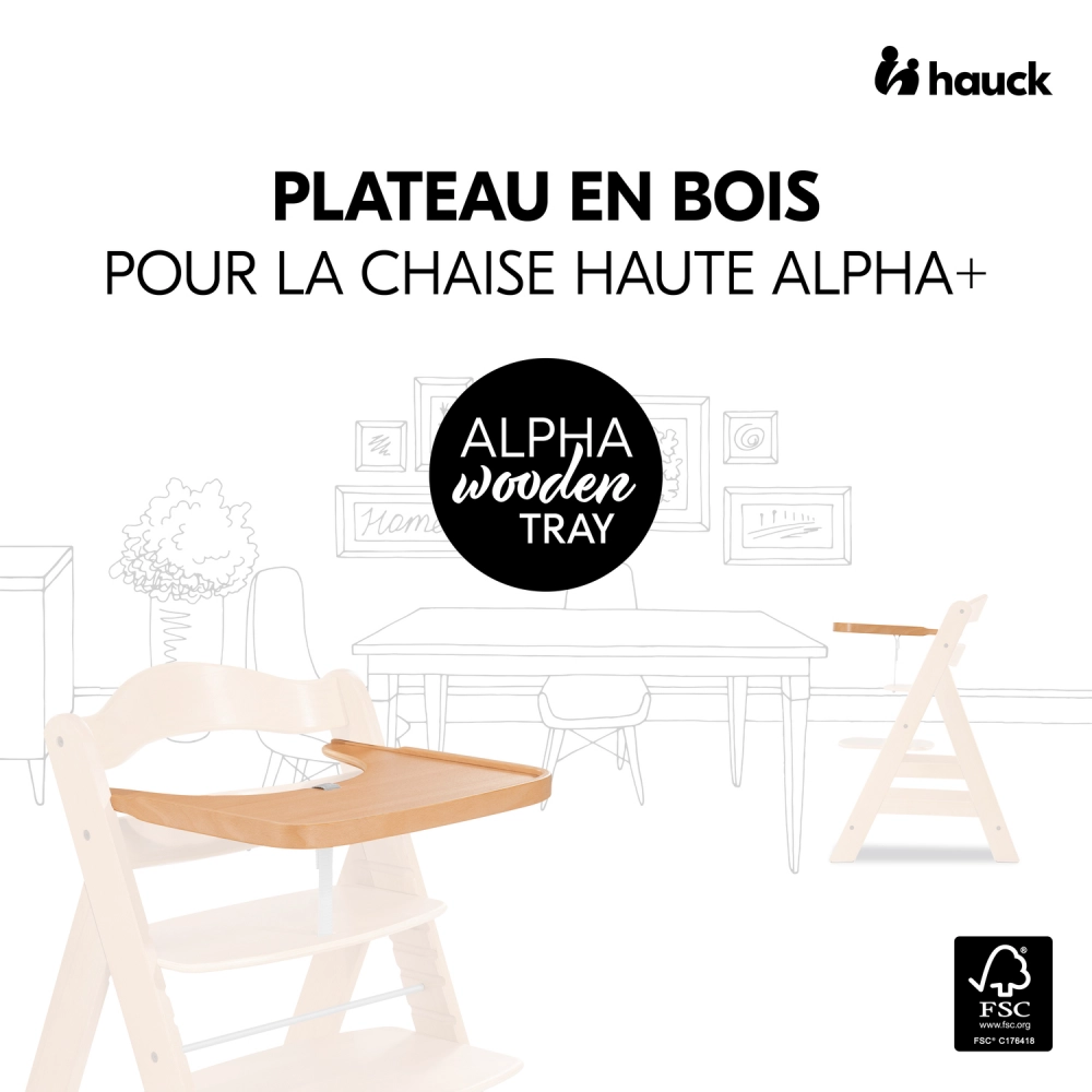 Plateau Repas Hauck Alpha Wooden - Natural